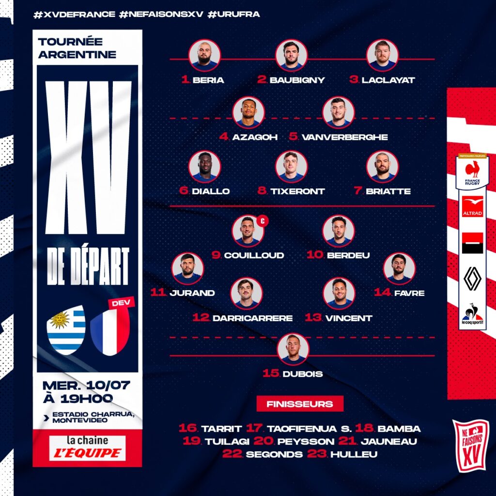 XV de France développement La composition pour lUruguay