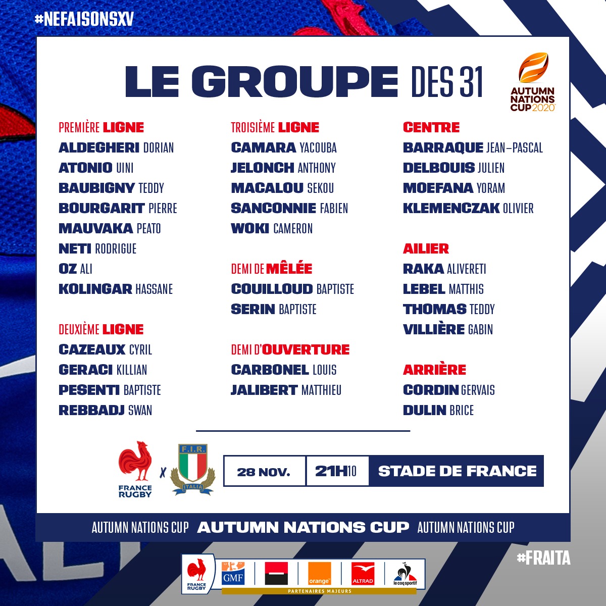 Coupe d’Automne des Nations Le groupe pour préparer France Italie