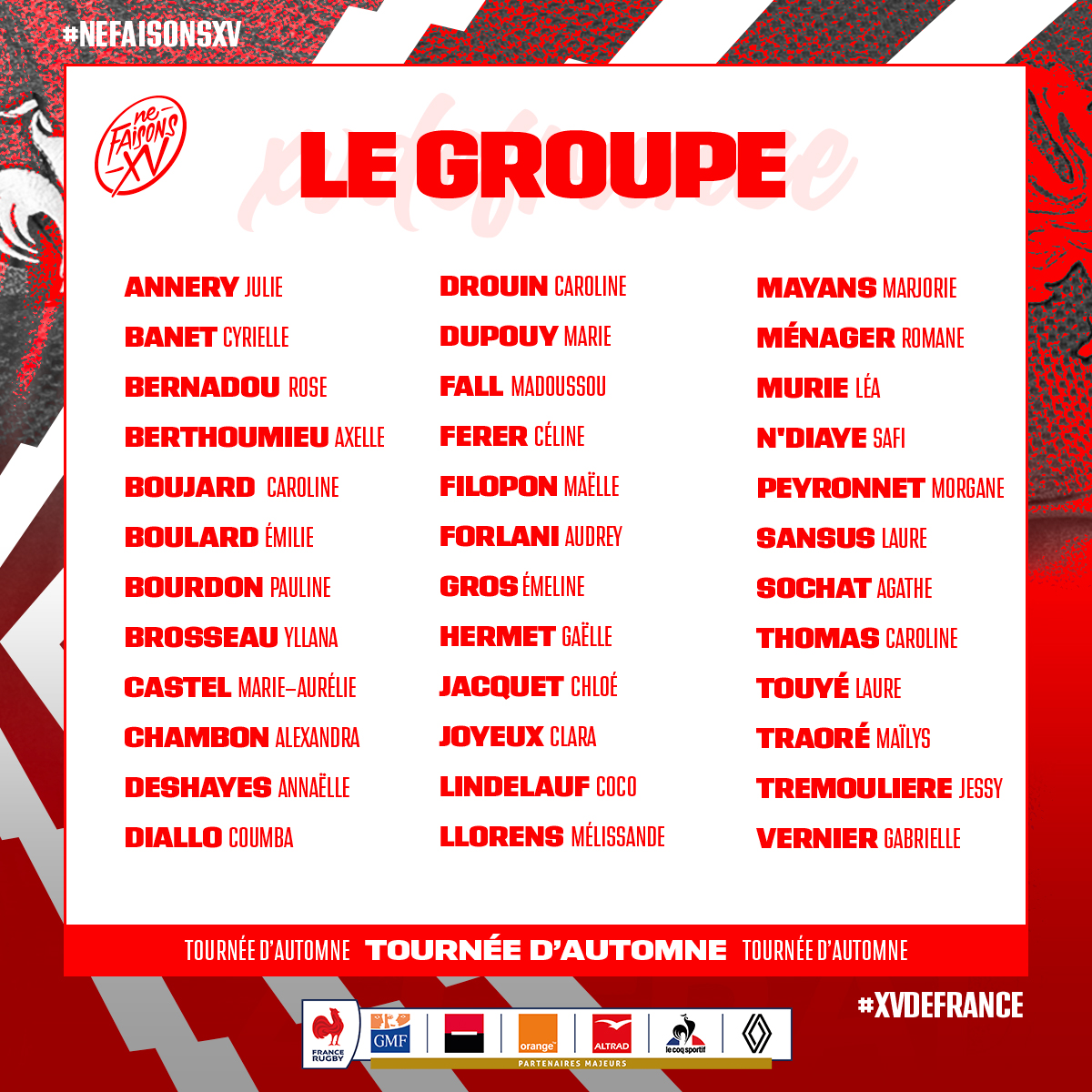 Le groupe pour la tournée d’automne
